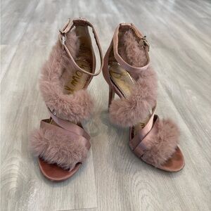 Sam Edelman Blush Fur Strap Heels